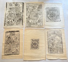 6 Tibetan Buddhist Thangka Wood Block Print, Rice Paper, Unframed