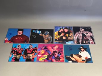 Lot Of 7 Autographed Wrestling 8x10 Photos, Leaf Trading Cards 2017