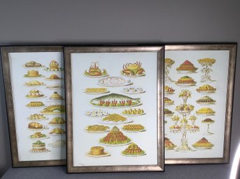 Regency Food Print Framed Lot Of 3