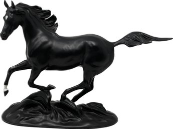 Franklin Mint 1986 Black Beauty Porcelain Horse Figurine By Pamela Du Boulay Crafted In Fine Porcelain