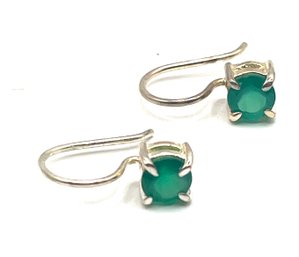 Vintage Sterling Silver Green Stone Earrings