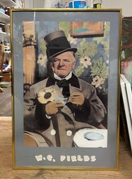 The Photo Poster Of W. C. Fields Seated & Eating Food In A Cup Framed With Glass On Top. BS/WA-b