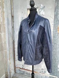 Bally Of Switzerland- Men's Blue Leather Jacket- Size 38