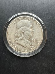 1954-s Benjamin Franklin Silver Half Dollar