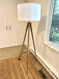 A Tripod Floor Lamp - Metal Painted Faux Wood - 1/2