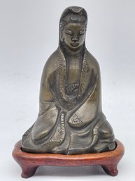 Vintage Brass/bronze Statue Of Quan Yin ?  (4)