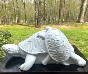 Mid Century Carved Wooden Turtle Sculpture