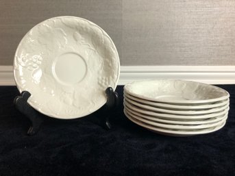 Fioriware Oak Leaf Linen And Bone Saucer Plates - Set Of 8
