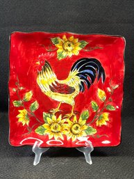 Large Maxcera King Rooster Square Dish