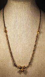 Vintage Gold Tone Etruscan Revival Necklace 17' Long