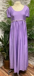 Custom Made Vintage Short Sleeve Lavender Gown W/ Faux Pearl Details