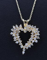 Amazing 50 Diamond Heart Pendant Necklace In 14k Yellow Gold
