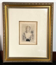 Hand Signed Louis Icart Aquatint Etching Of A Nude Woman