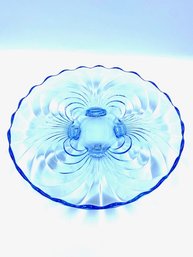 Incredible Vintage Caprice Moonlight Blue 4-toed Cabaret Plate By Cambridge Glass