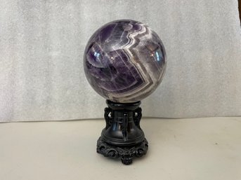 Chevron Amethyst Sphere On Stand, 4 Lb 2.2oz