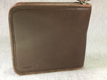 Very Nice Brown Leather COACH Utility / Travel - Pockets Inside - Has Many Uses - Double Zippers - NICE !