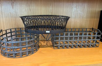 Set Of 3 Heavy Metal Decorative Baskets - Foreside New Plus