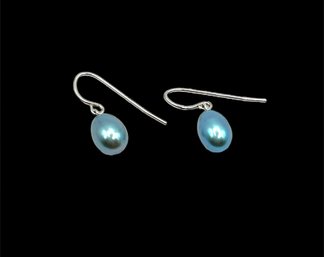 Sterling Silver Blue Pearl Color Dangle Earrings