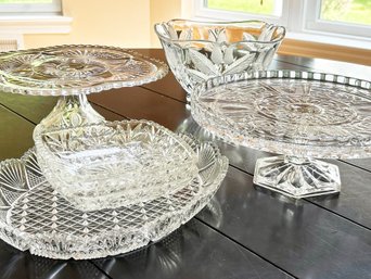 Vintage Crystal And Cut Glass Serving Pieces