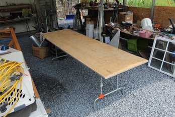 30'X8FT Folding Table, 1 Leg Needs Repair And Laminate Top Missing