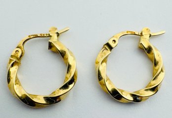 SMALL 14K GOLD TWIST HOOP EARRINGS