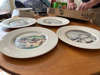 Set Of Four Grandma Moses Plates  Vintage Limited First Edition