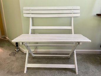 White Painted Folding Slat Two Seater Bench From Lillian August
