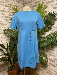 Vintage Mod Blue Shift Style Dress/house Dress