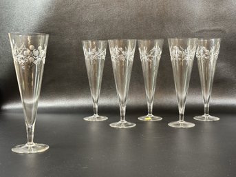 A Lovely Set Of Vintage Etched Flutes, Made In Yugoslavia