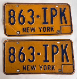 Pair Of Matching New York License Plates