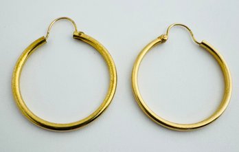 14K GOLD 1' IN DIAMETER THIN HOOP EARRINGS