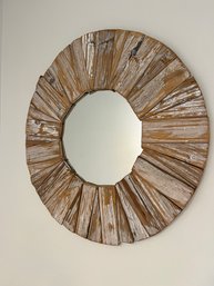 A Coastal Driftwood Round Mirror