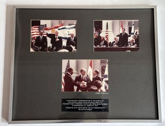 3 Framed Photographs 1979 Camp David Accords Signing Egypt Israel Peace Agreement By Robert A. Cumins