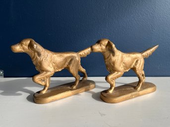 Pair Solid Brass Irish Setter Pointer Hunting Dog Bookends