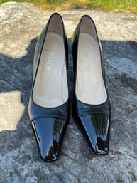 Paloma Black Leather Heels Size 6.5 B