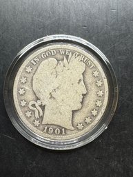 1901 Barber Silver Half Dollar