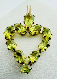 10K GOLD PERIDOT HEART FORM PENDANT