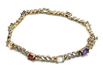 Beautiful Sterling Silver Multi Colored Stone Bracelet