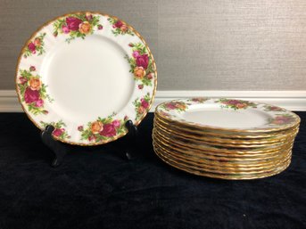 Vintage Royal Albert Old Country Roses Bone China 8' Plates - Set Of 12