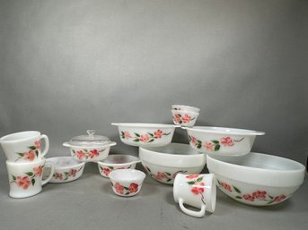 Vintage Fire King Peach Blossom Milk Glass Collection