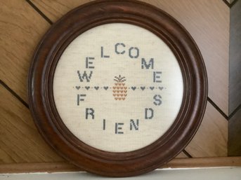 Embroidered Welcome Friends Round Sign