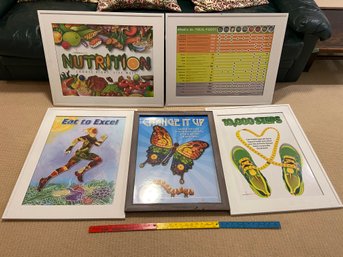 5 Nutrition Posters Framed 20x27 And 23x29