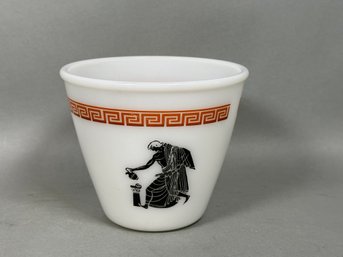 Vintage Hazel Atlas Grecian Warrior Milk Glass Ice Bucket/Mixing Bowl