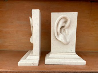 Pair Of Soapstone Pop Art 'Ear' Bookends