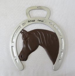 A Good Luck Horse Shoe Metal Hanging Trivet - Great Barn Decor