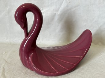 Vintage Post Modern 1980s Burgundy Ceramic Figural Swan Towel Holder