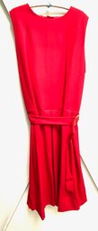 Sophisticated & Sexy Red Dress W/ Accent Belt By Alcott Andrews - Size 10