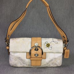 Adorable COACH Limited Edition CC Monogram Signature Bumble Bee Bag With Leather Trim - Very Nice Bag !