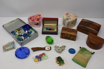 Mixed Lot Of Wood Trinket Boxes And Novelty Items Including Ghostbusters Watch