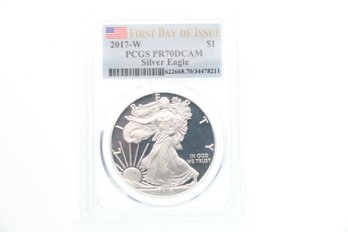 2017 W Pcgs Pr70dcam First Day Proof 70 Deep Cameo Silver Eagle .999 Coin